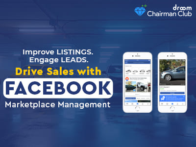 Car dealer managing vehicle listings on Facebook Marketplace via laptop