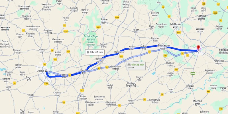 jaipur to agra route one