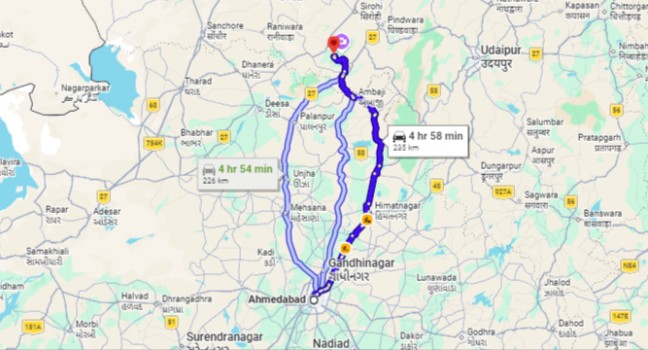route2 ahmedabad to mount abu