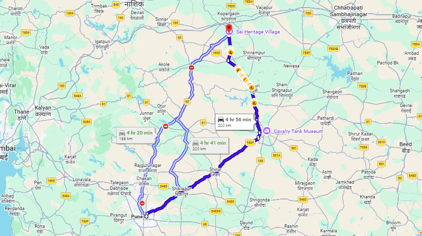 route -1- pune to shirdi