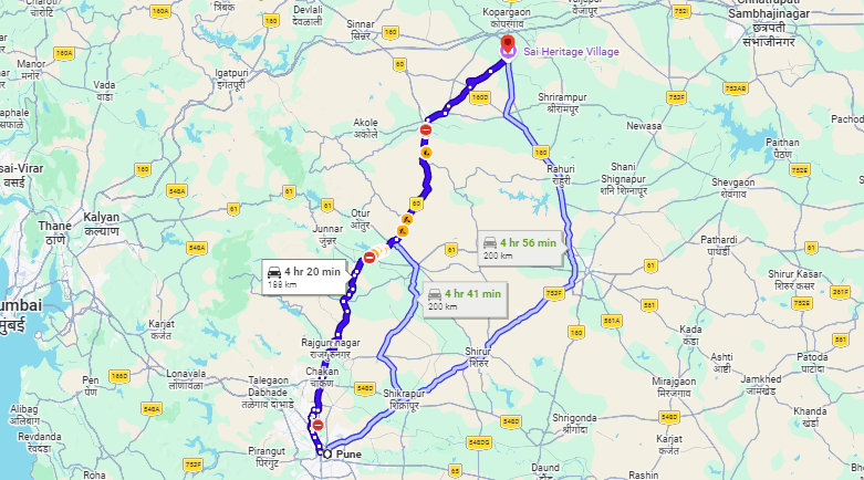 route 2 pune to shirdi