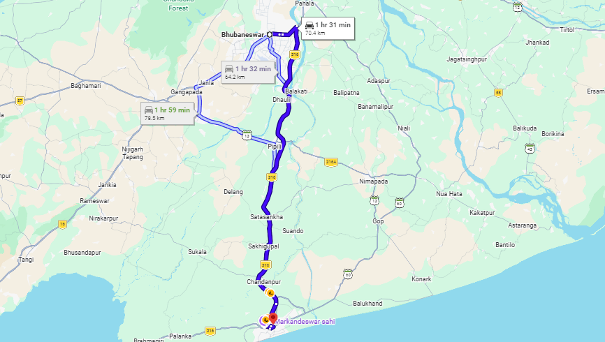 route 1 bubnashwer to puri